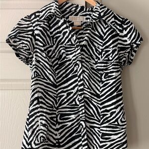 00's Zebra Print Button-Up Shirt